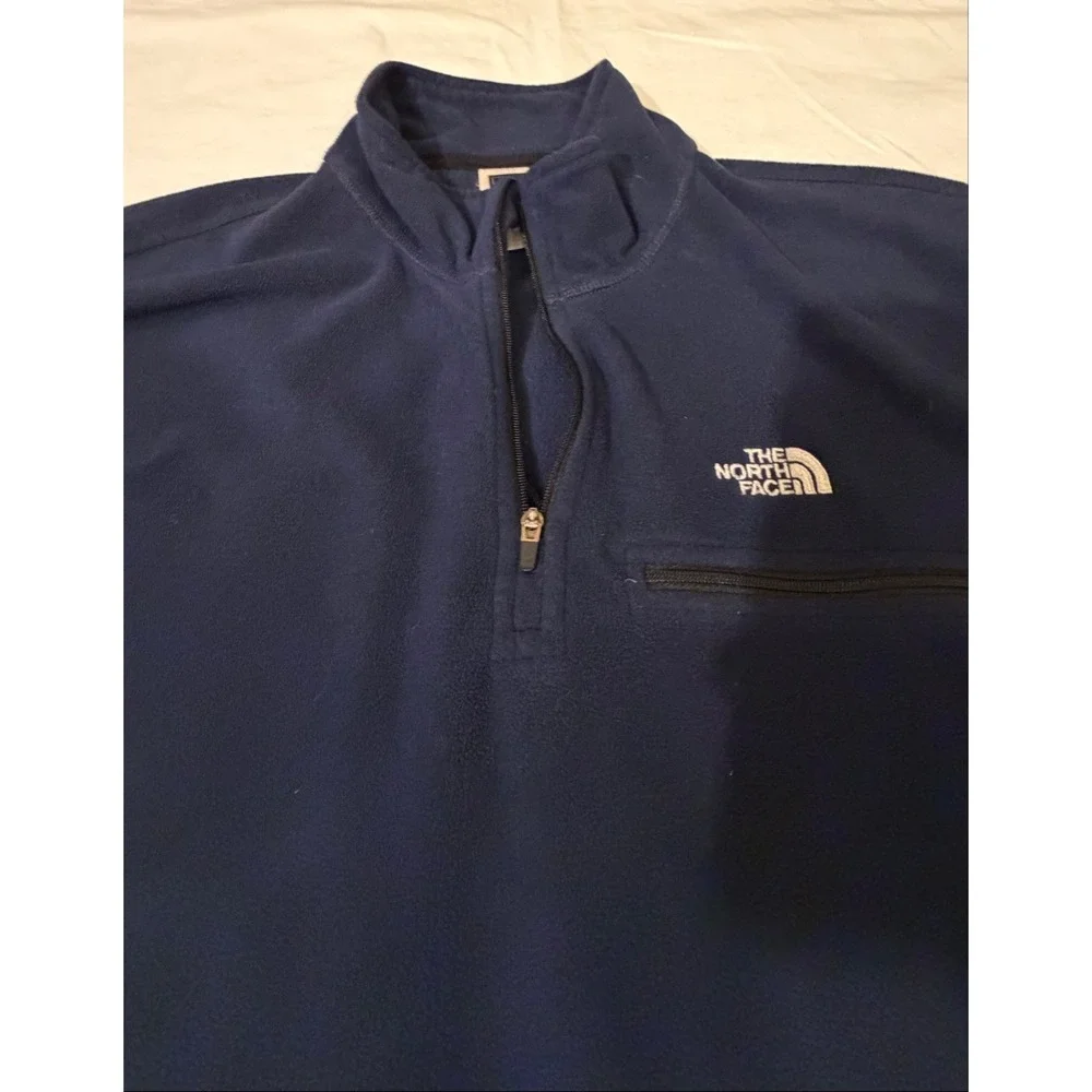 The North Face Men's XL Navy 1/4 Zip Fleece Pullover Chest Zip Pocket Jacket